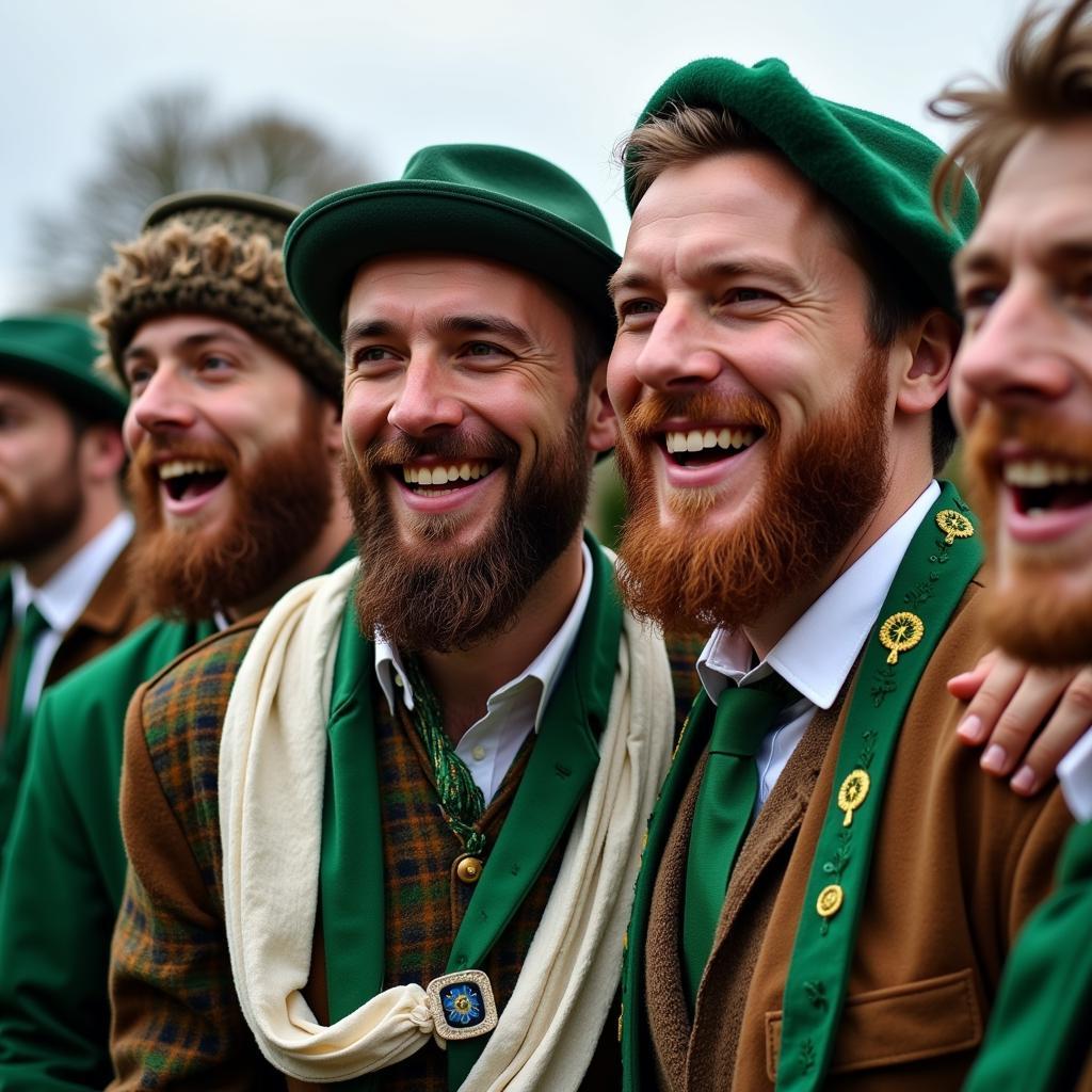 Men proudly wearing traditional Irish attire