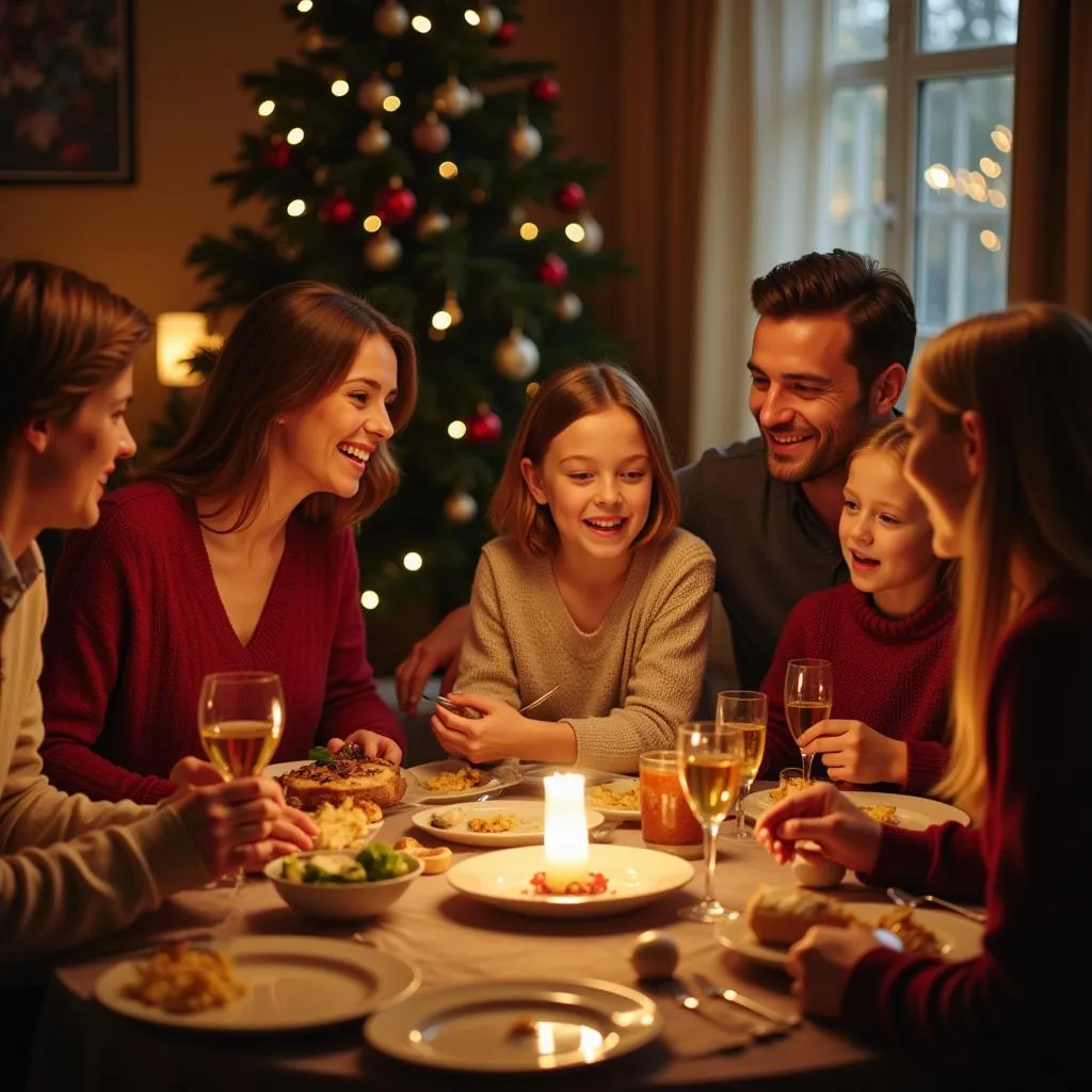 Noel tatili kutlamasında aile ve arkadaşlarla bir arada olma