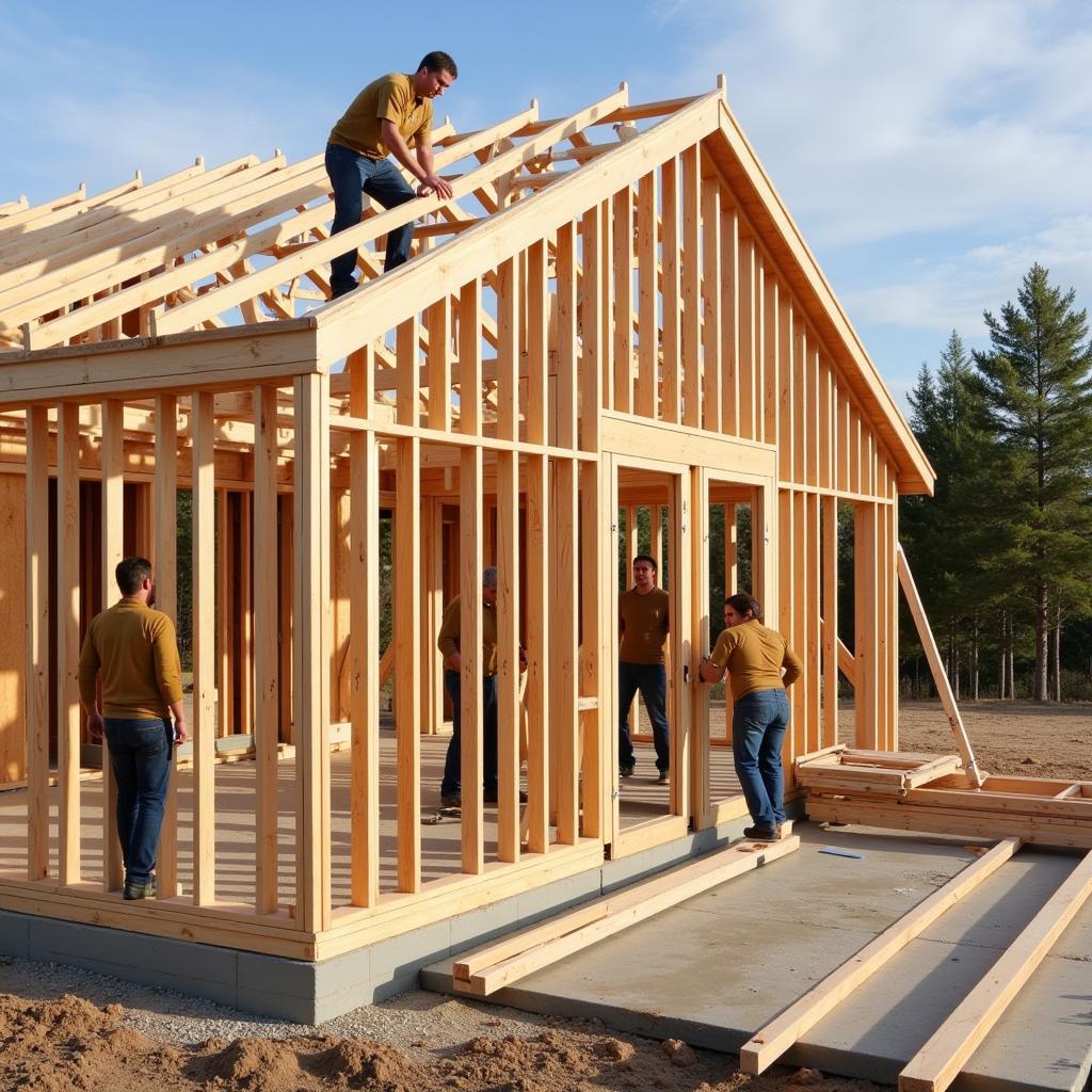 Construction Site Utilizing Number 1 Balloon Framing