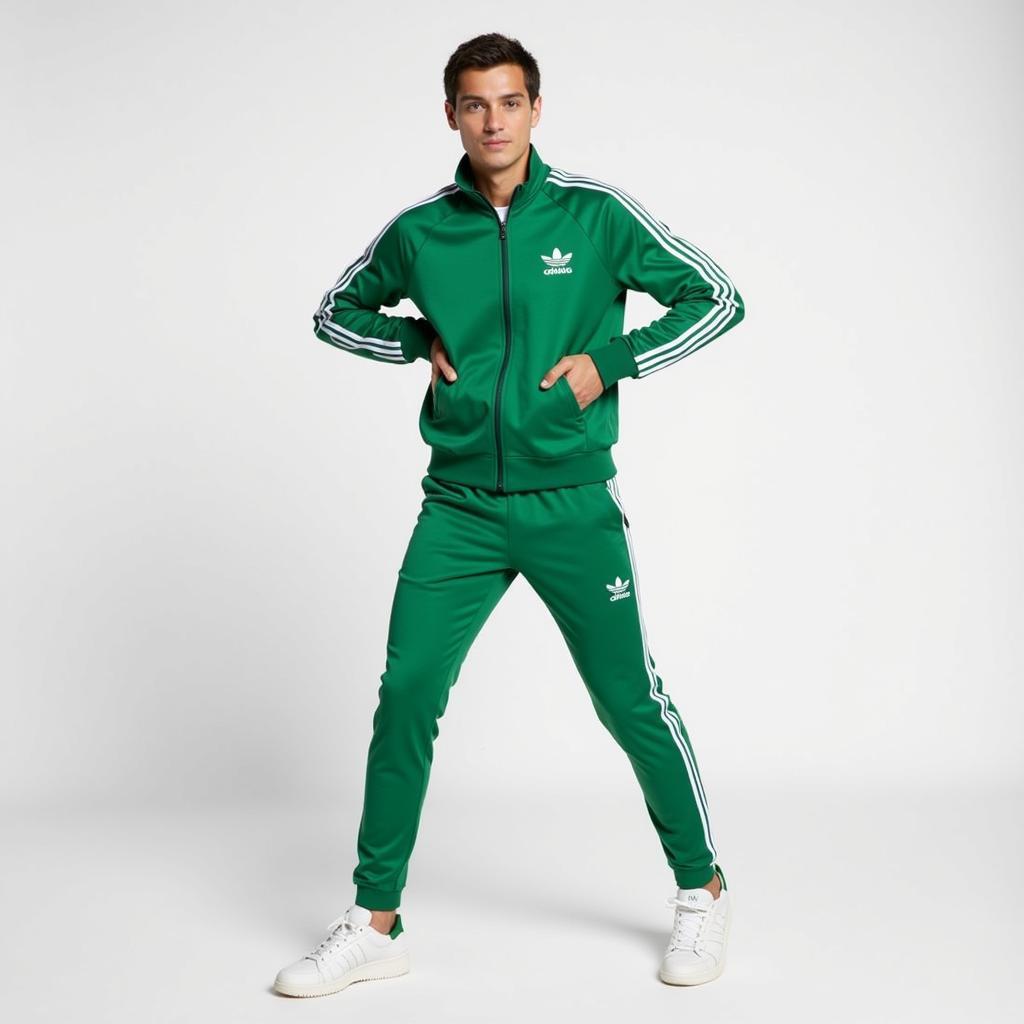 Bộ Olympia Tracksuit Màu Xanh Lá Cổ Điển