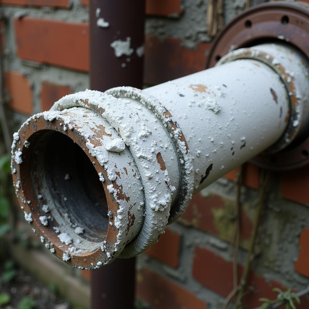 Asbestos pipe coated with fire-resistant paint