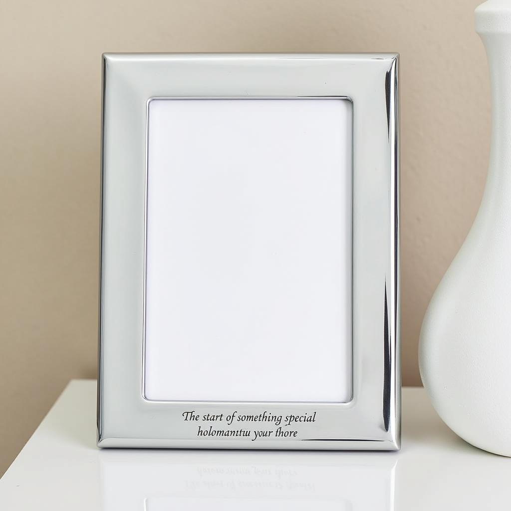 Our First Date plaque with photo frame and engraved message