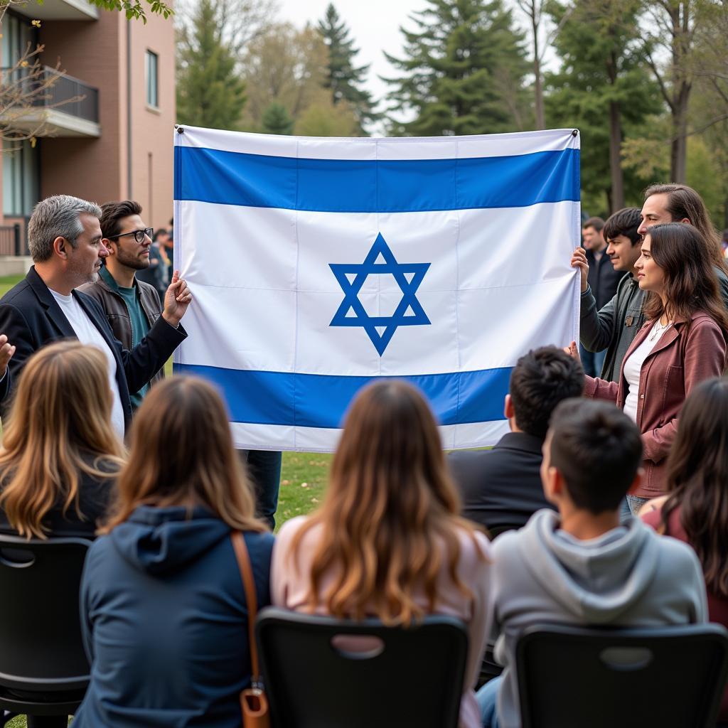 People from Different Backgrounds Discussing the Israeli Flag