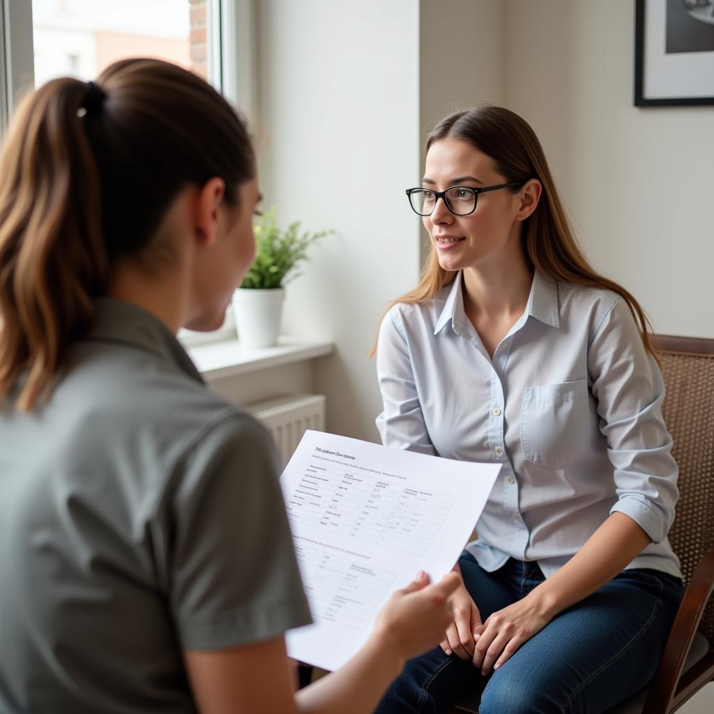 Individual reviewing their bioenergetic testing results with a practitioner