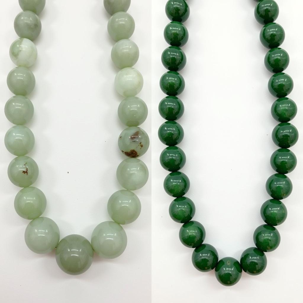 Distinguishing real jade bead necklace from imitation