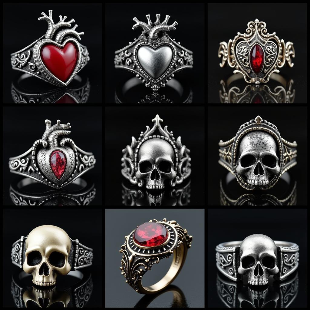 Different styles of horror gothic wedding rings