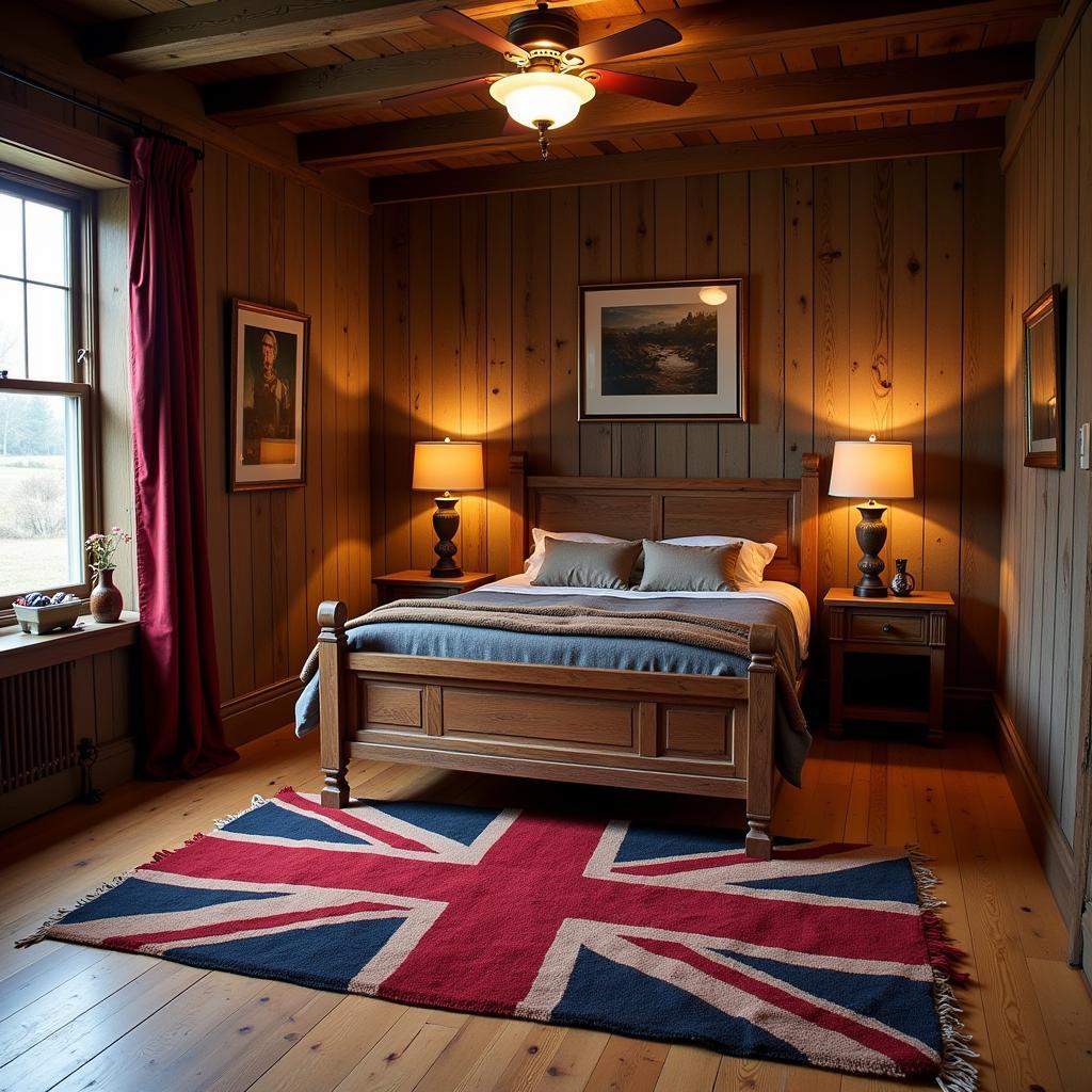 Rustic Bedroom with Rebel Flag Rug