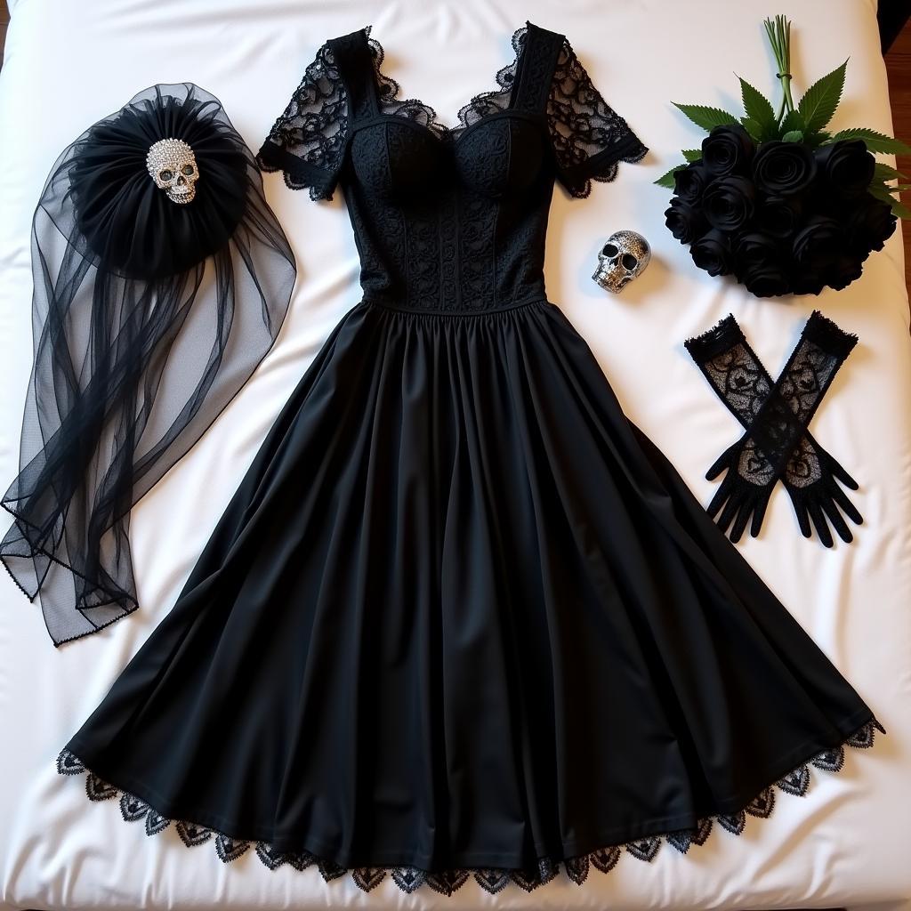 Black wedding dress accessories