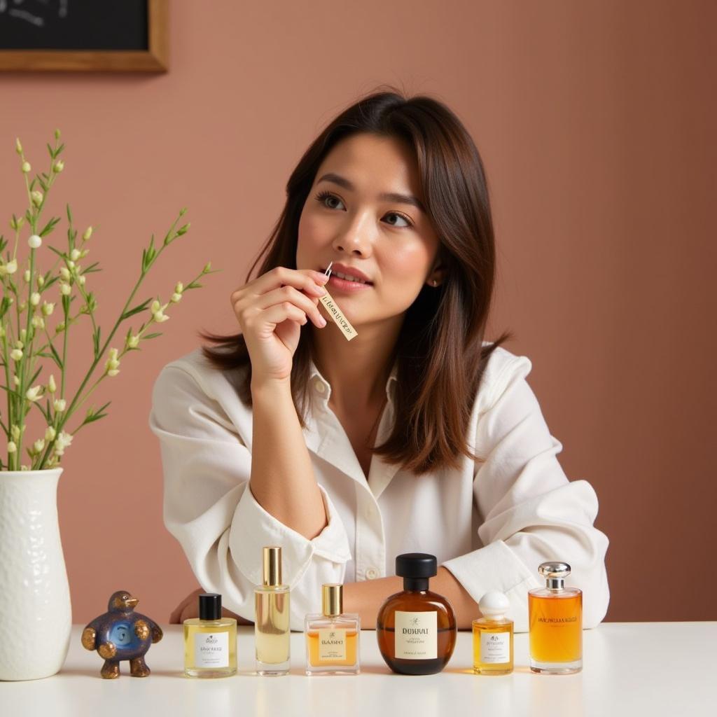 Woman Testing Different Perfumes