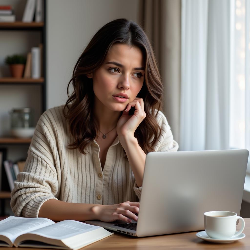 Woman Researching Medical Abortion