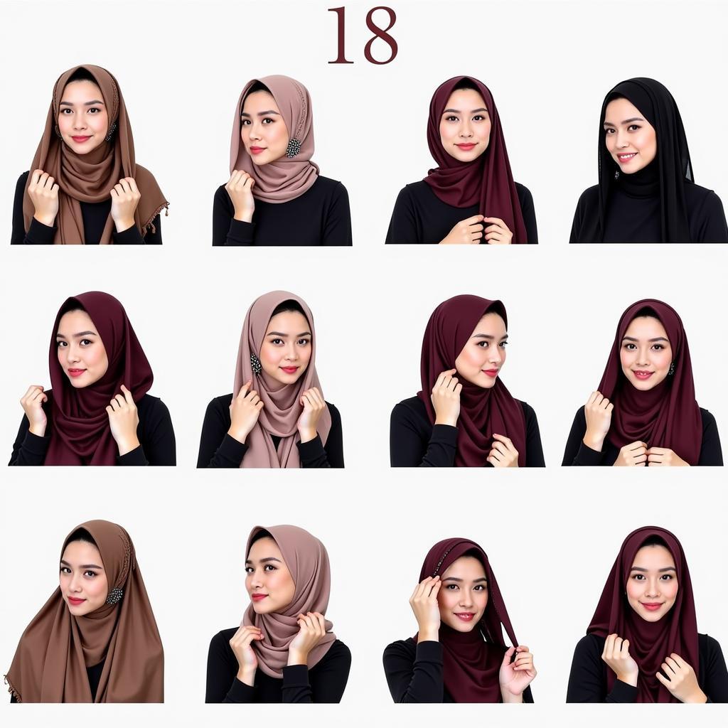 Women styling hijabs in various ways