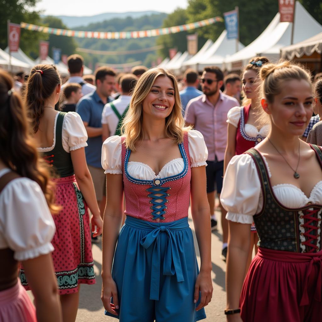 Phụ nữ Đức mặc Dirndl tại lễ hội Oktoberfest