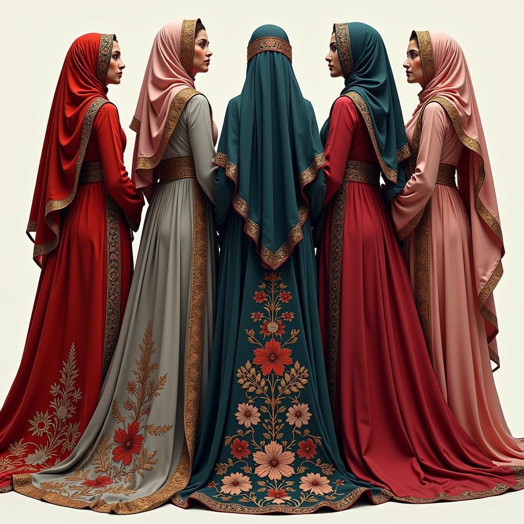 Women gracefully wearing abayas