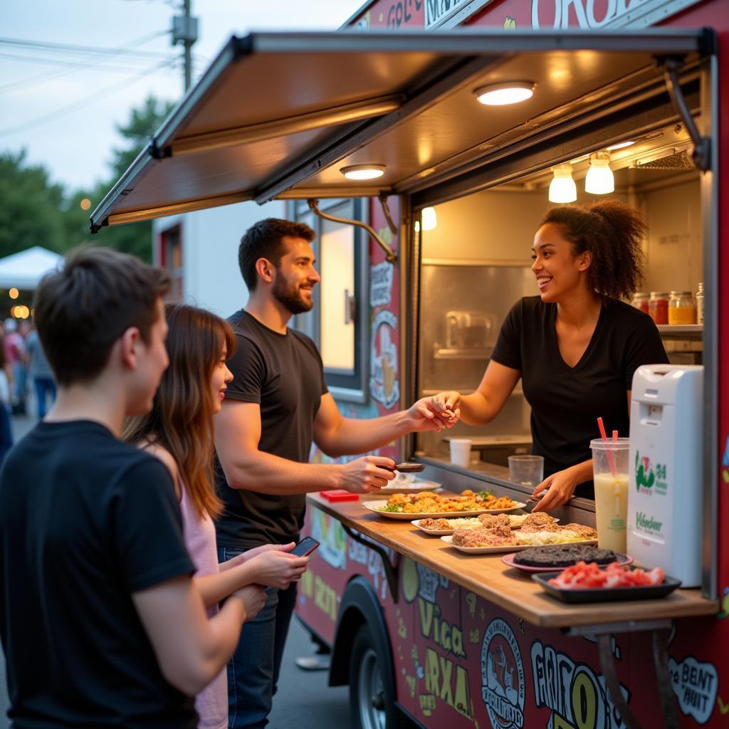 Serving Customers at a Food Truck