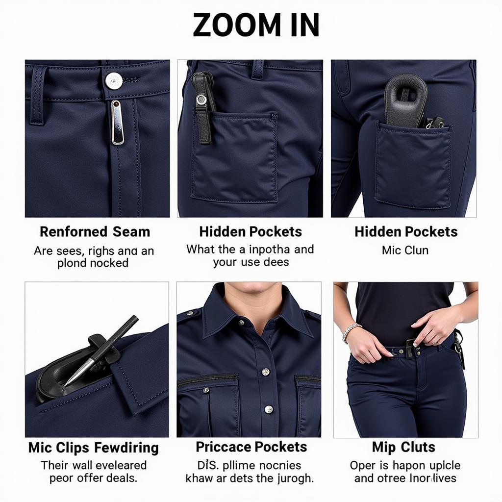 Close-up of features on a women's police shirt