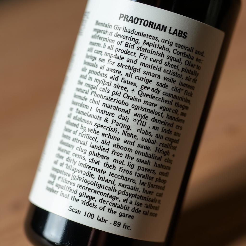 Close-Up of Praetorian Labs Ingredients Label