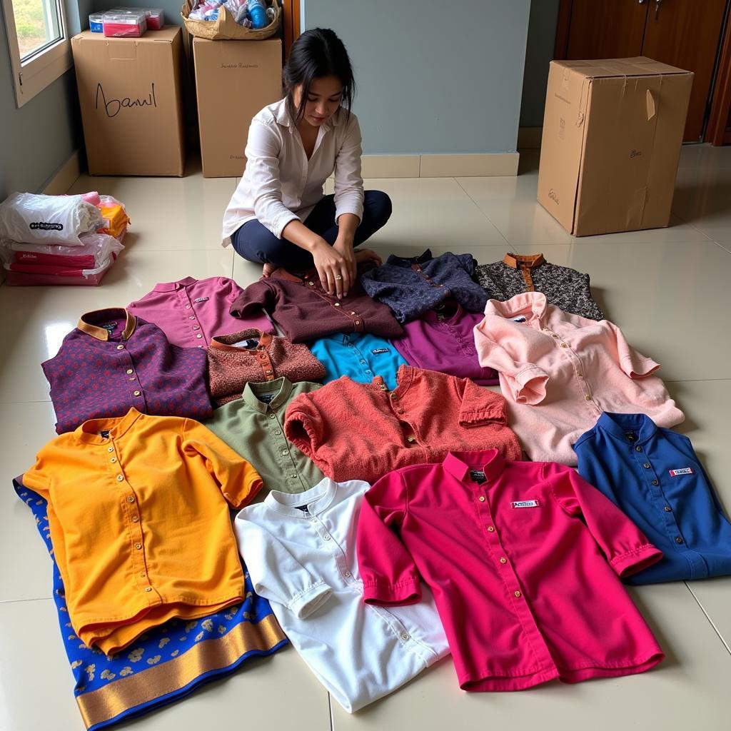 Preparing Indian Clothes for Donation