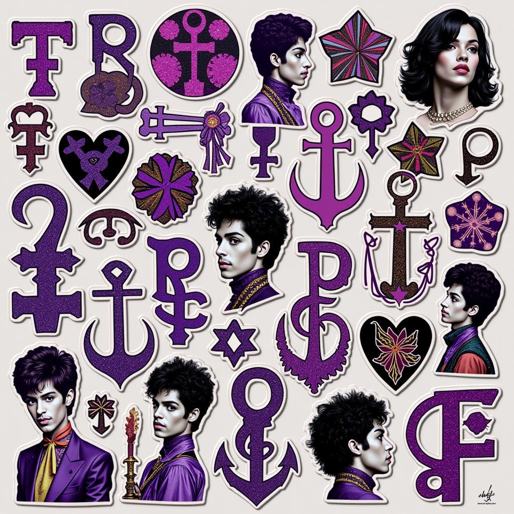 Collection of Prince symbol stickers in different styles