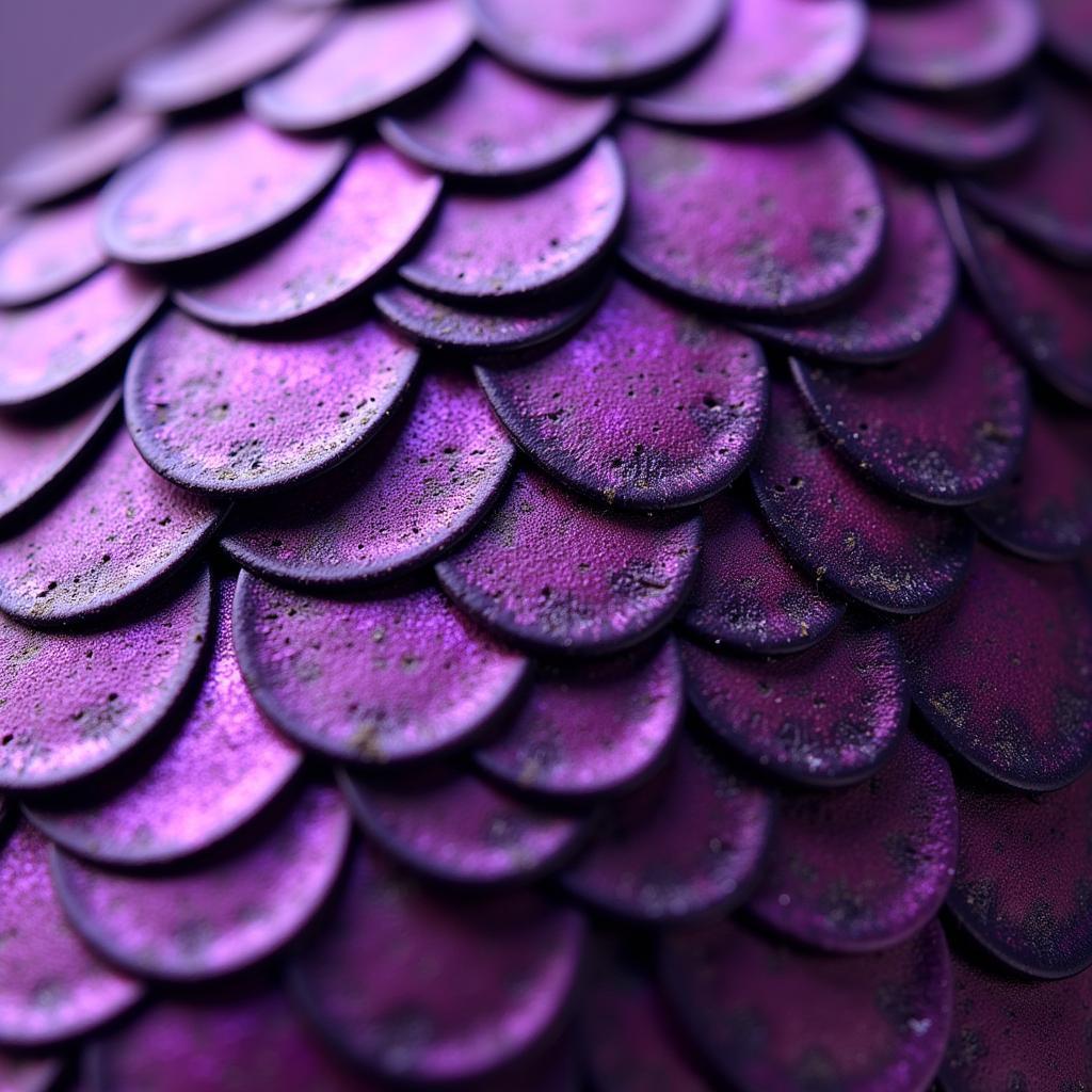 Close-up view of purple scale fabric