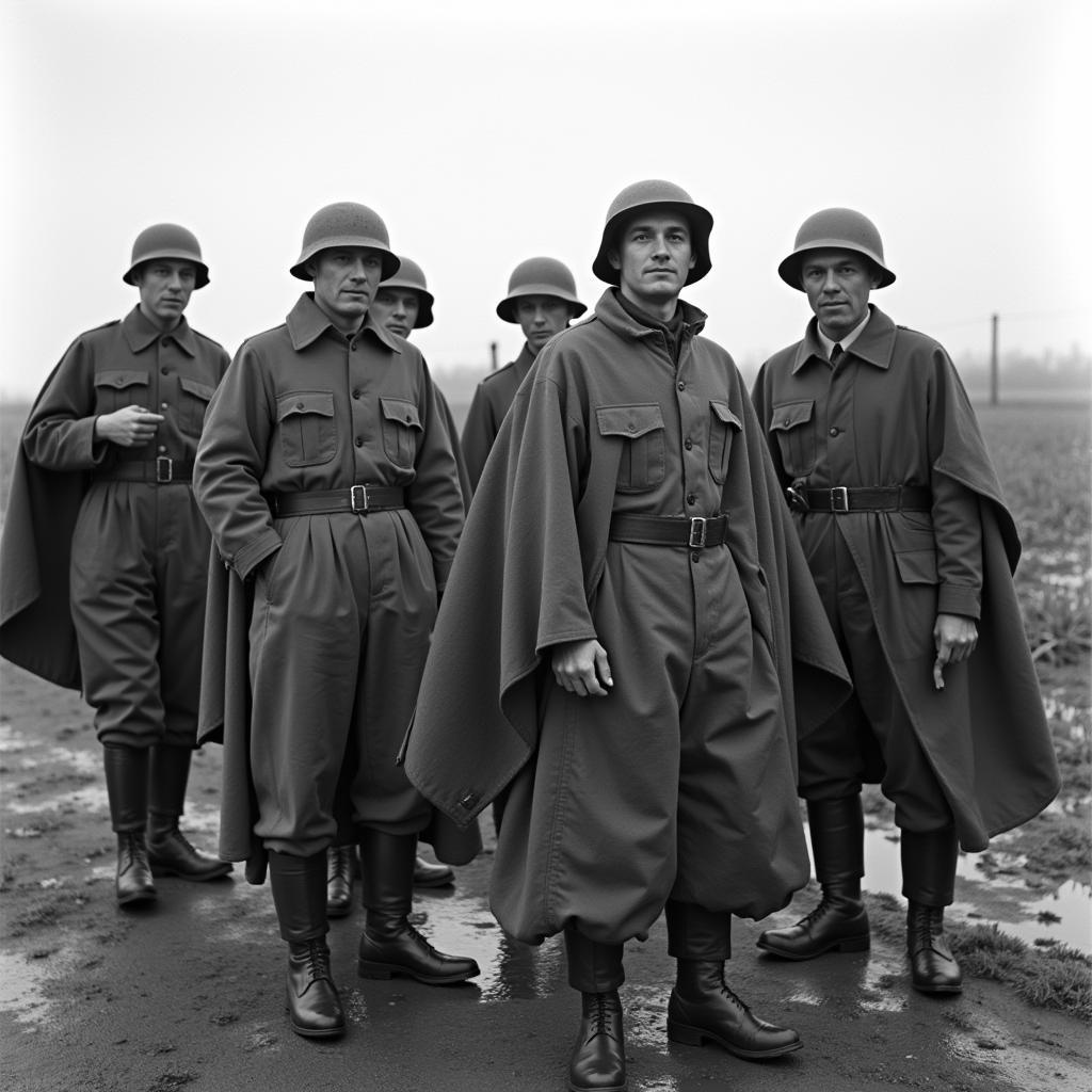 German soldiers in WW2 wearing ponchos