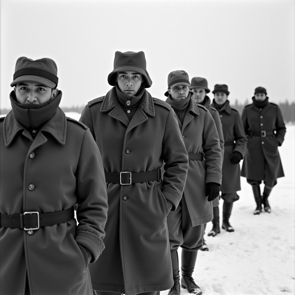 Soviet soldiers in winter uniform