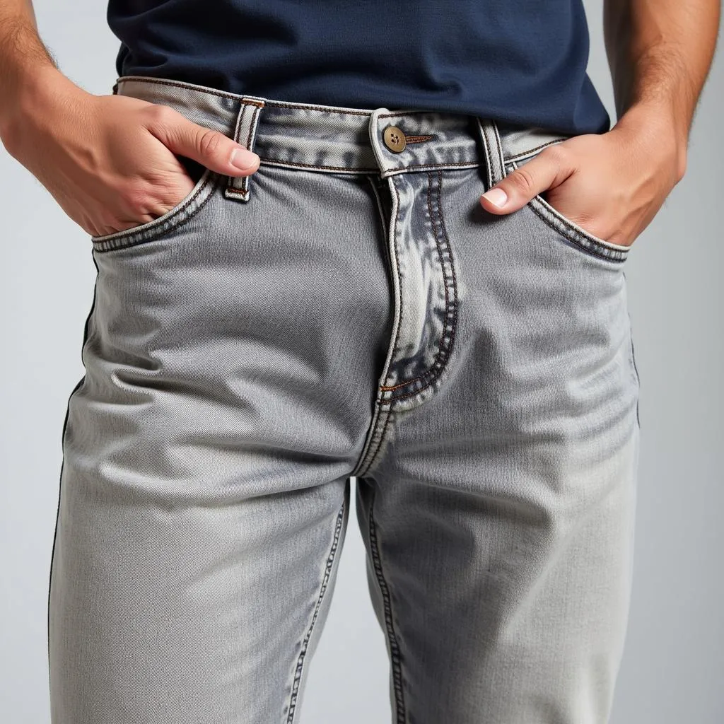 High-End Men's Jeans in Light Grey Wash That Look Better Over Time