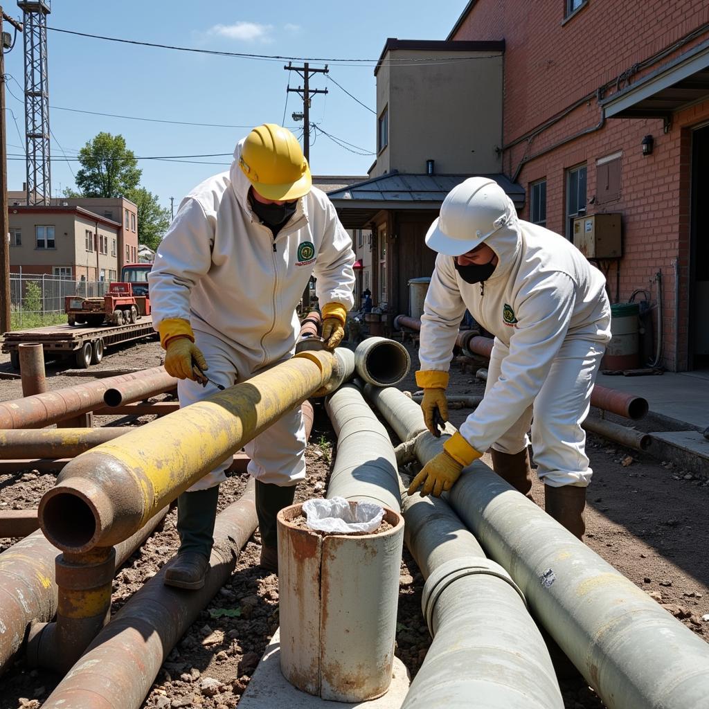 Procedure for dismantling asbestos-containing water pipes