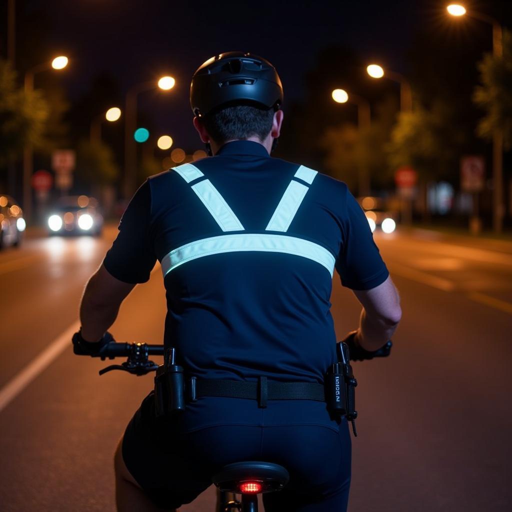 Reflective Stripes on Bike Patrol Shirt Enhancing Visibility at Night