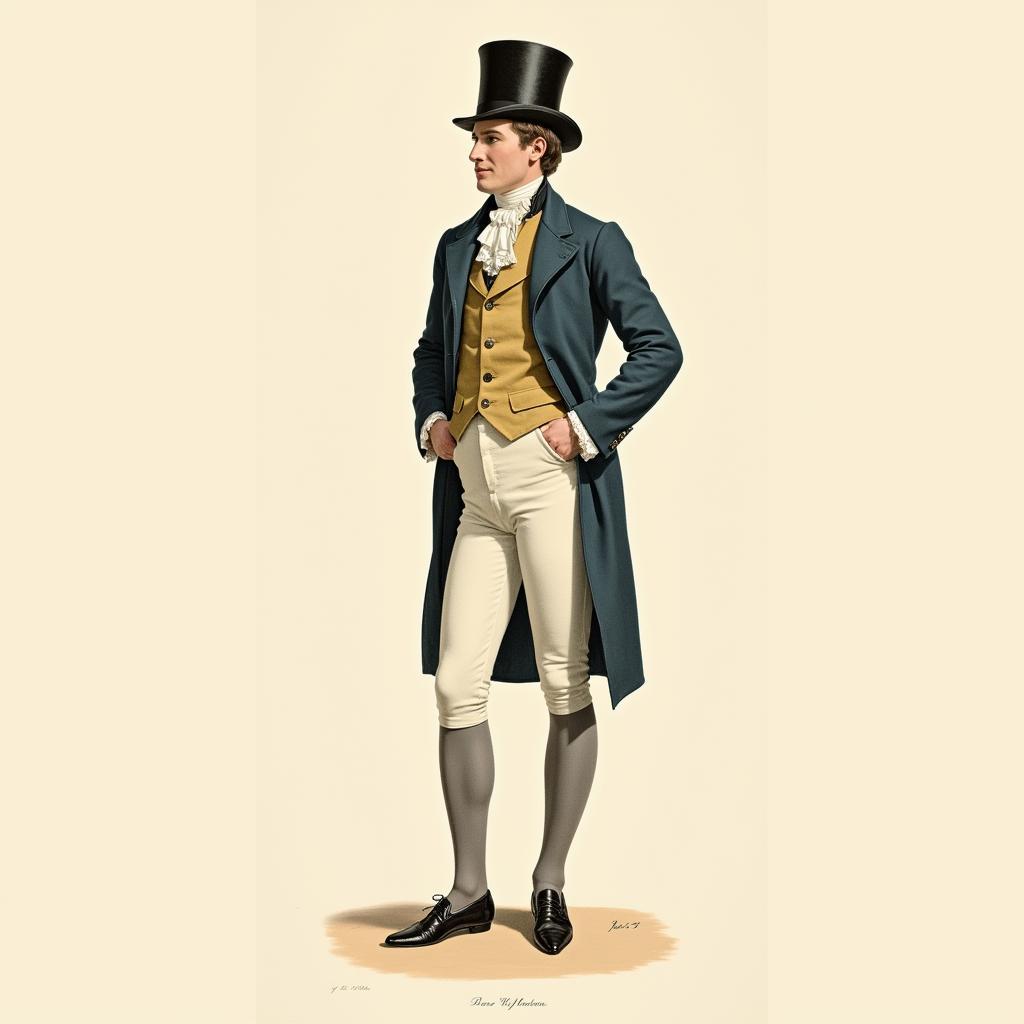 Fashion plate of a gentleman in a tailcoat from the Regency era