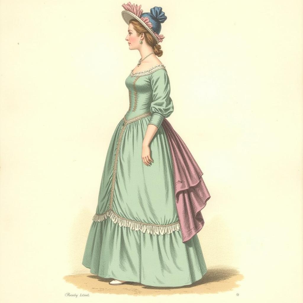 Fashion plate of a woman in a walking dress from the Regency era