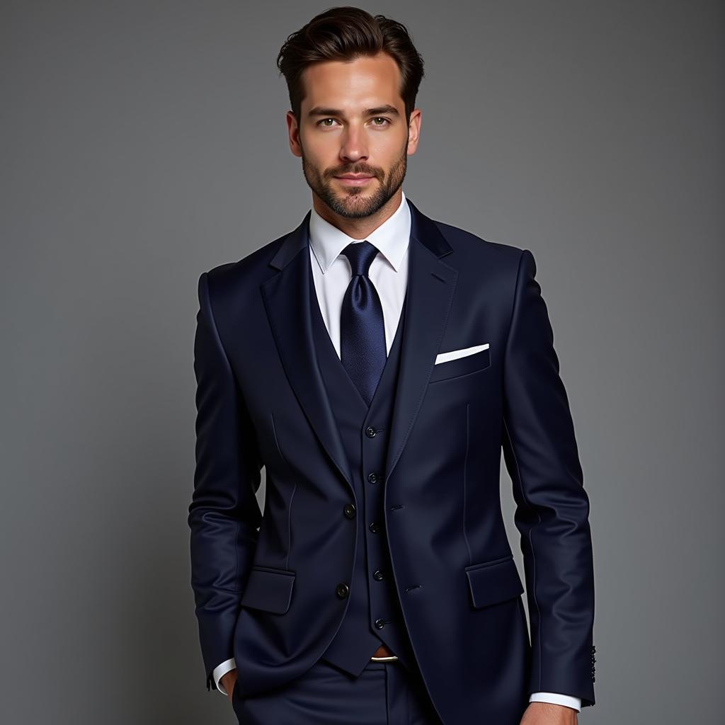 Bộ suit Renoir màu xanh navy lịch lãm