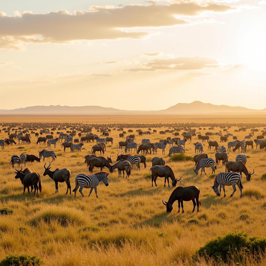 Herd of Plains Game in the African Savanna