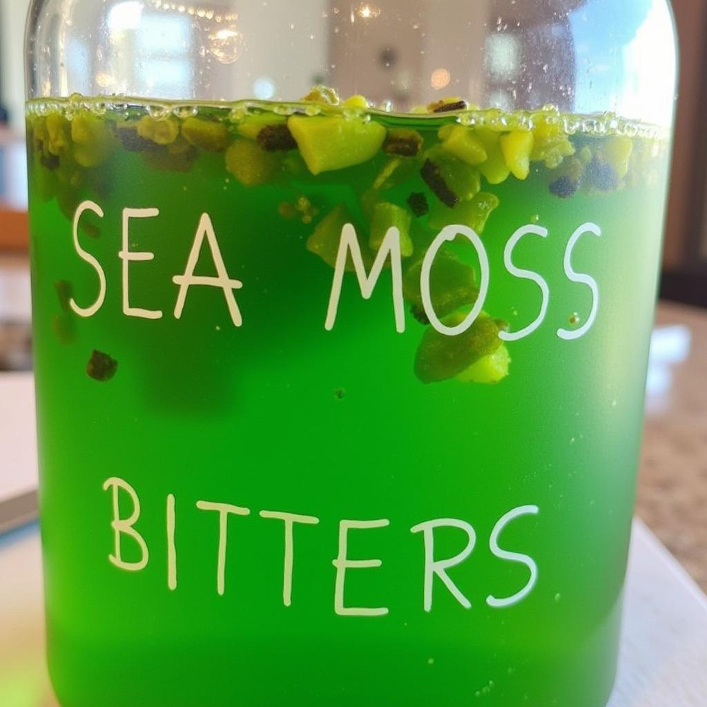 Sea moss bitters in a bottle