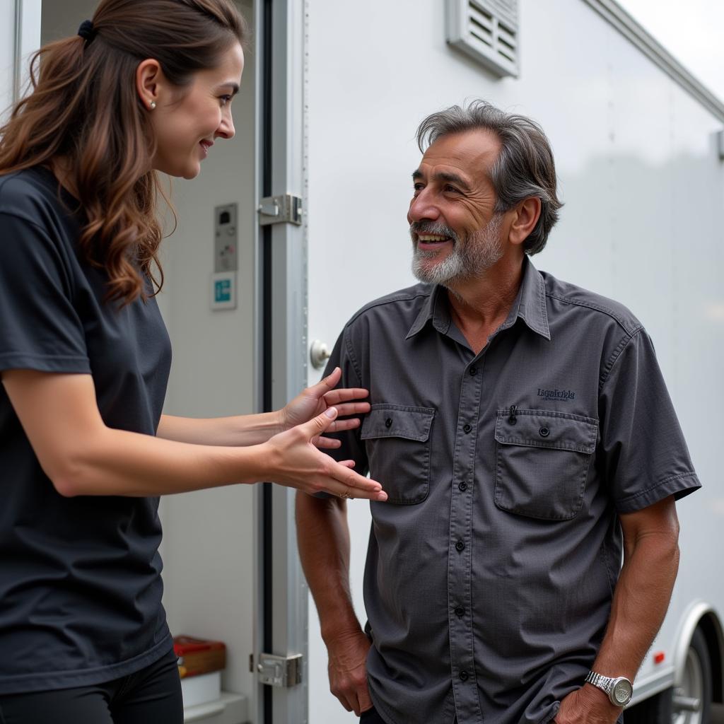 Volunteer Assisting at Shower Trailer