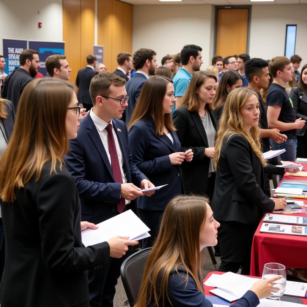 University students attending a job fair