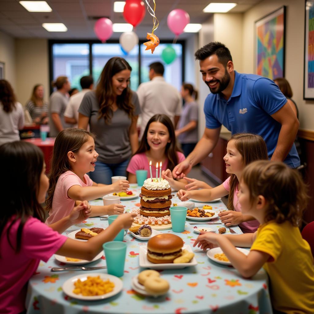 A family celebrating a birthday party at Skip the Games Staten Island