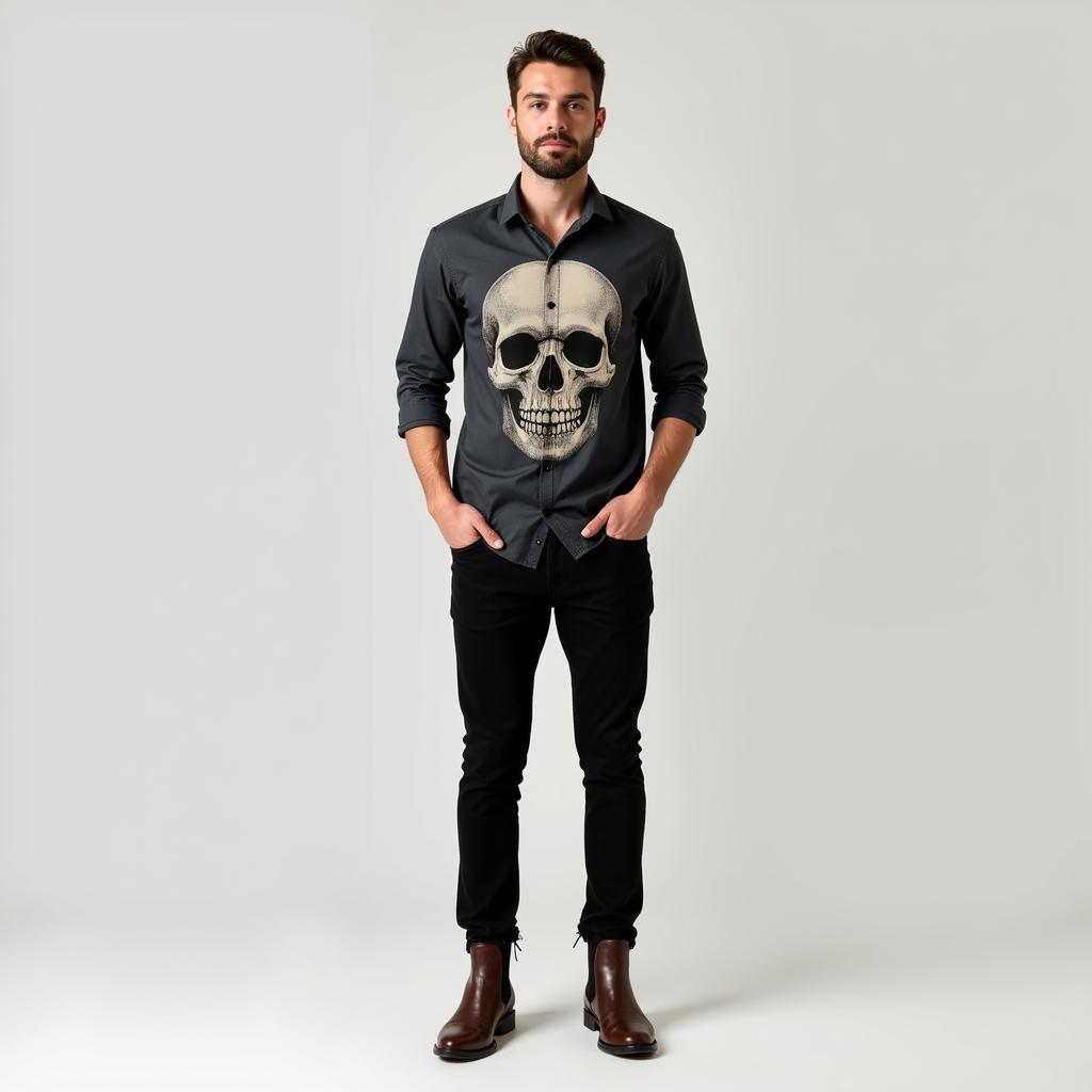 Men's Skull Dress Shirt Outfit