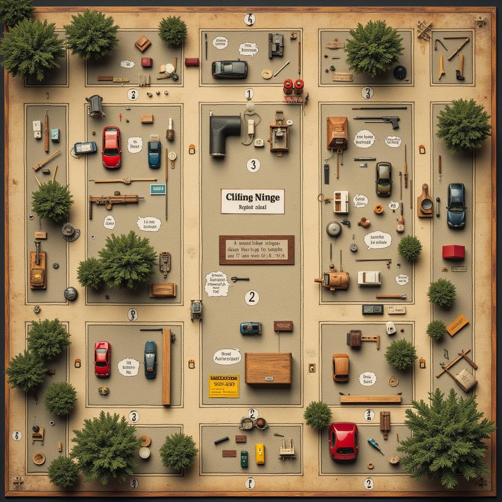 Crime Scene Diagram with Corresponding Number Placards