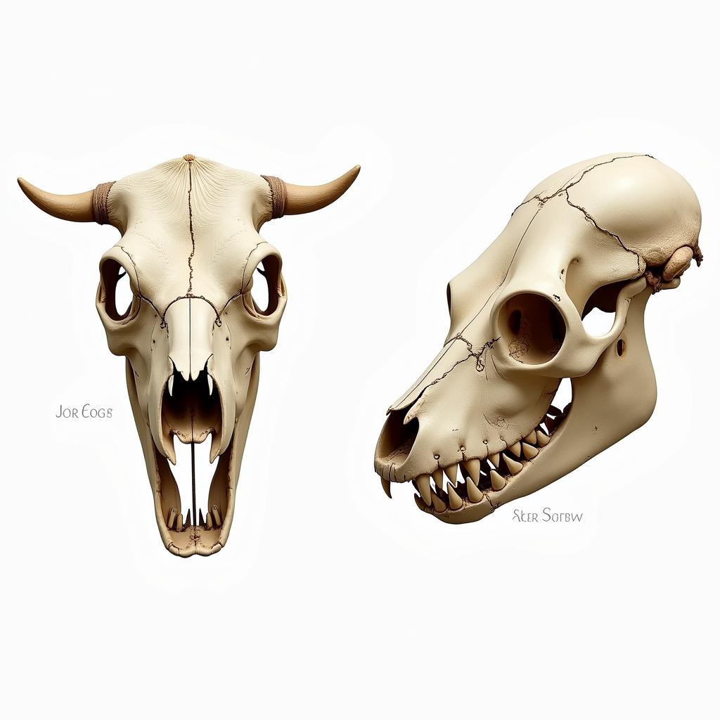 Comparison of herbivore and carnivore skulls