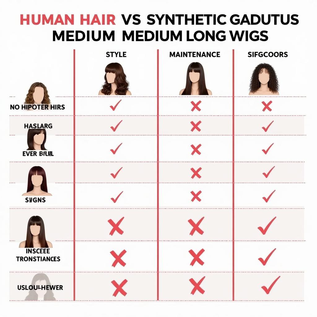 So sánh tóc giả human hair và synthetic