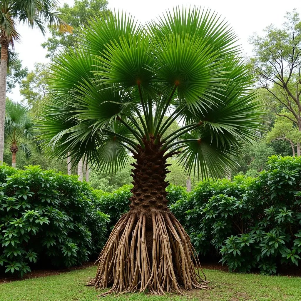 Socratea Exorrhiza in a Tropical Garden