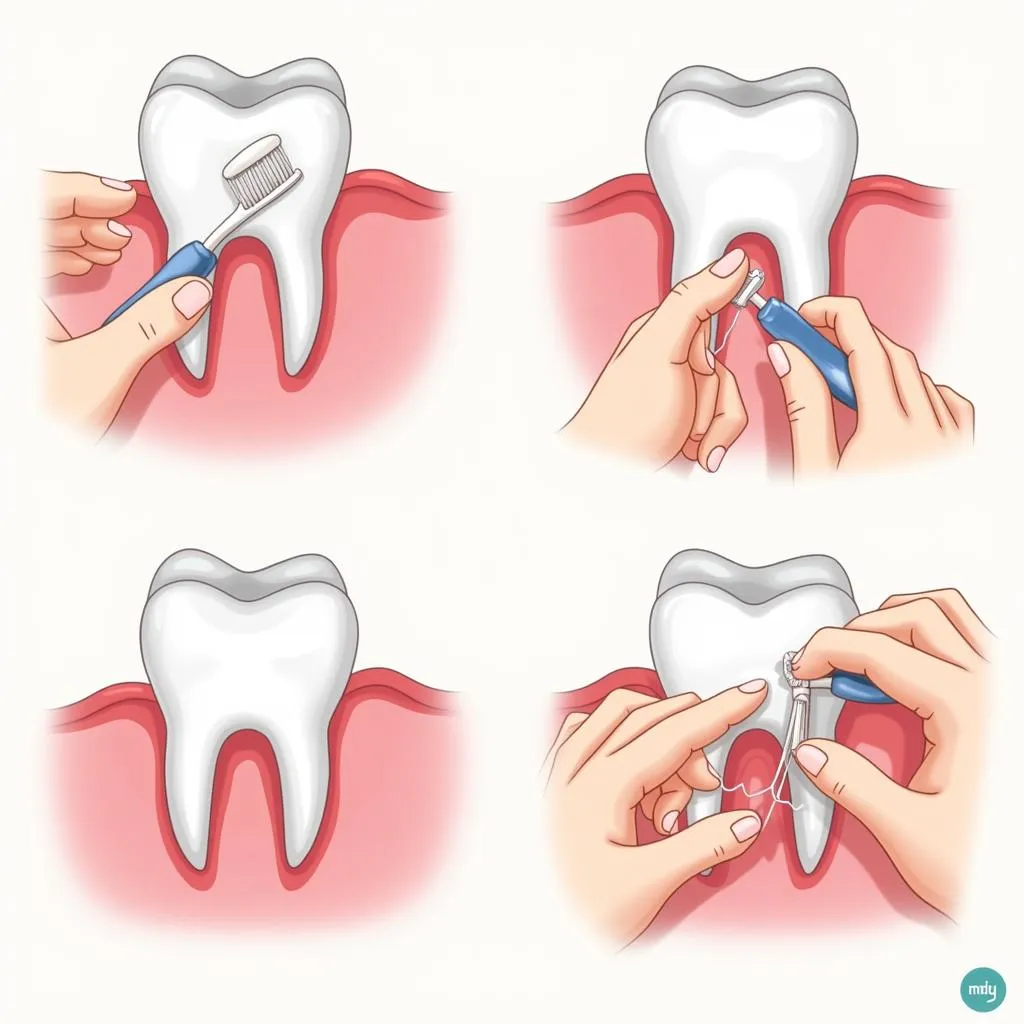 Sử dụng chỉ nha khoa loại bỏ thức ăn