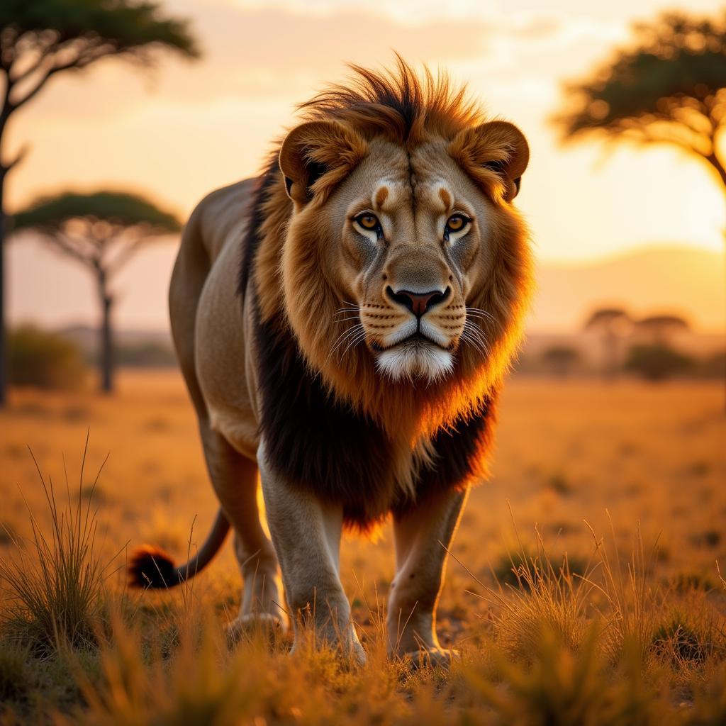 African Lion in the Savanna