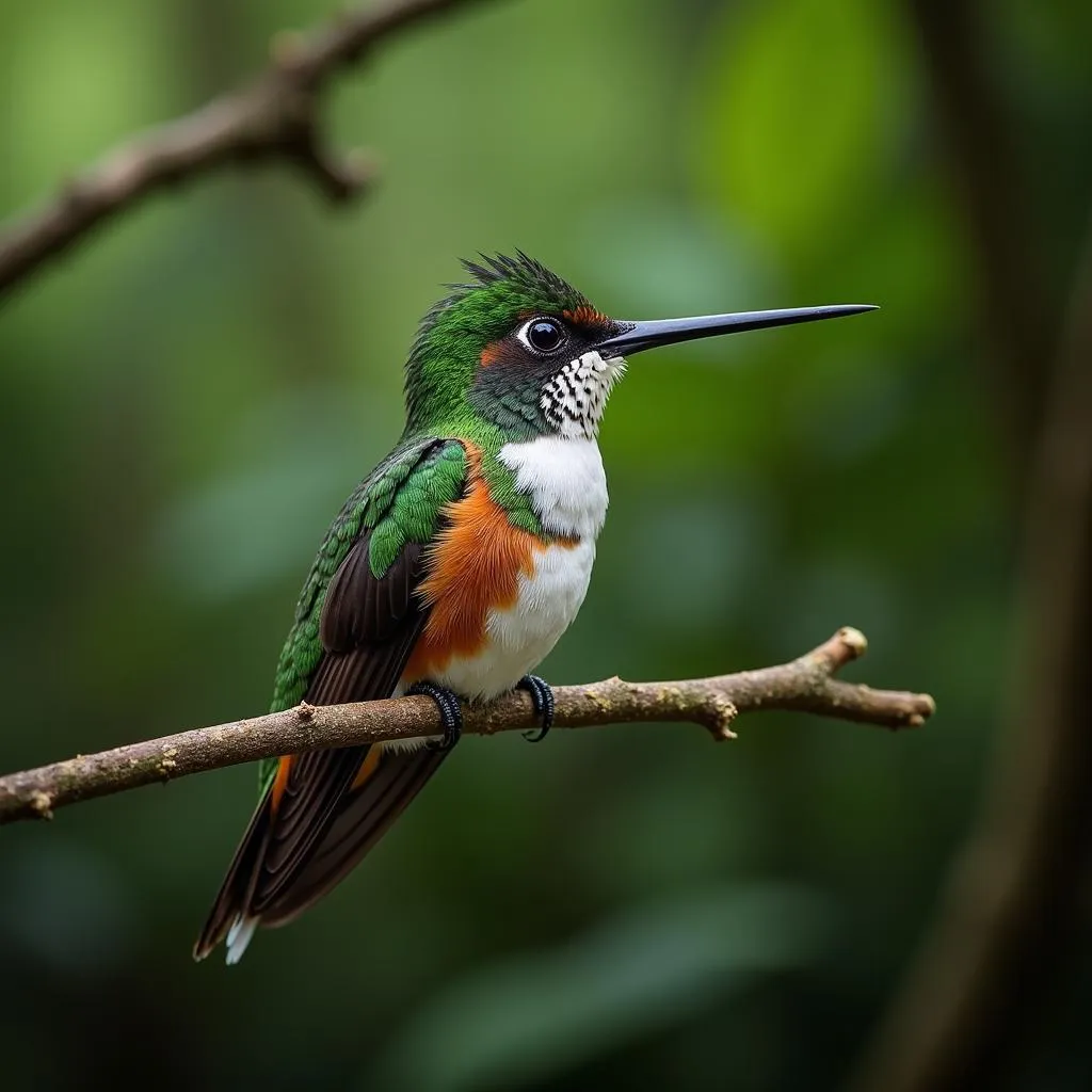 Sword-billed Hummingbird in the Andean Cloud Forest