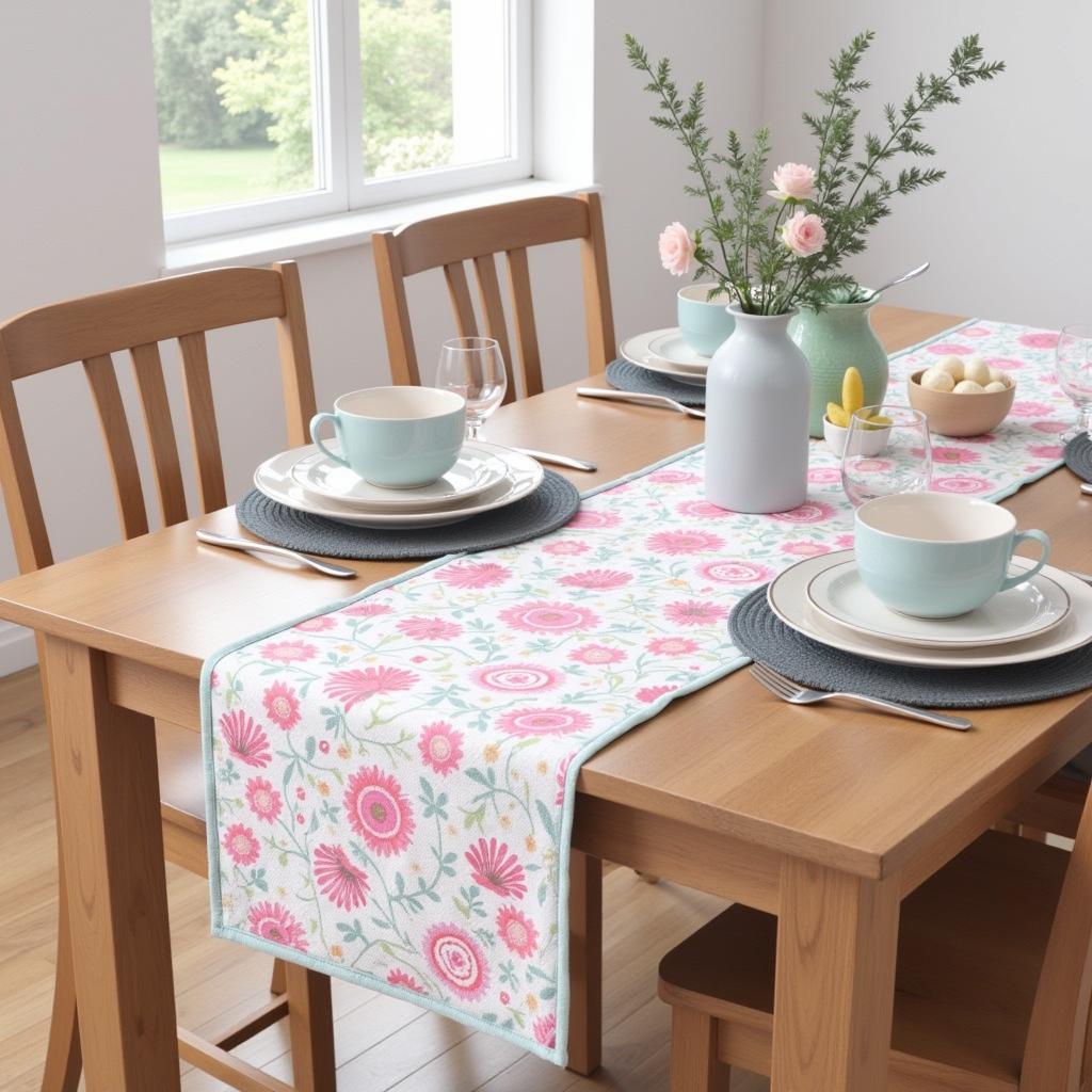 Table Setting with Floral Table Runner