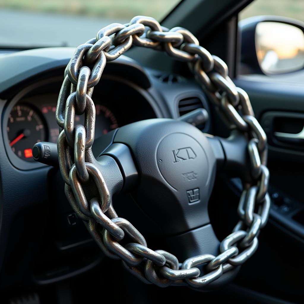 Car Steering Wheel Made of Chain