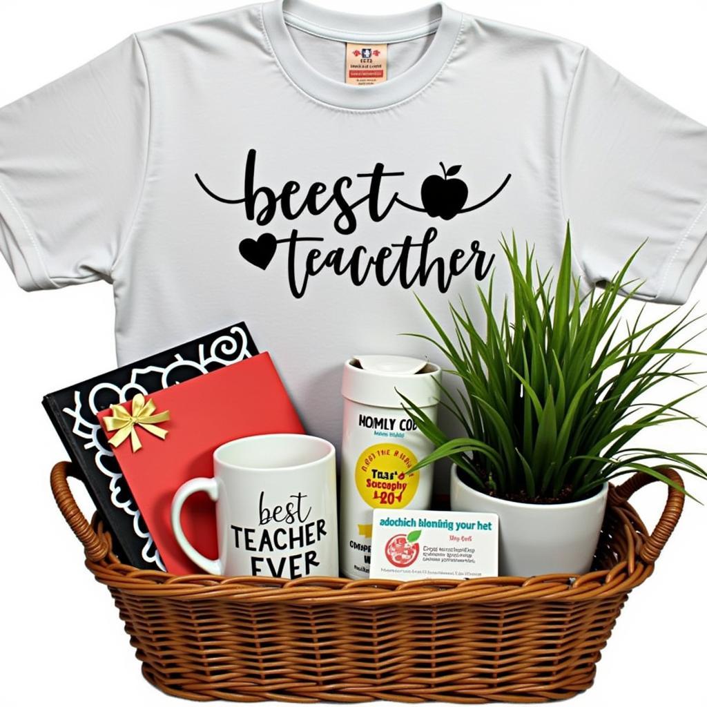 Teacher's Gift Basket with "Best Teacher Ever" T-shirt 