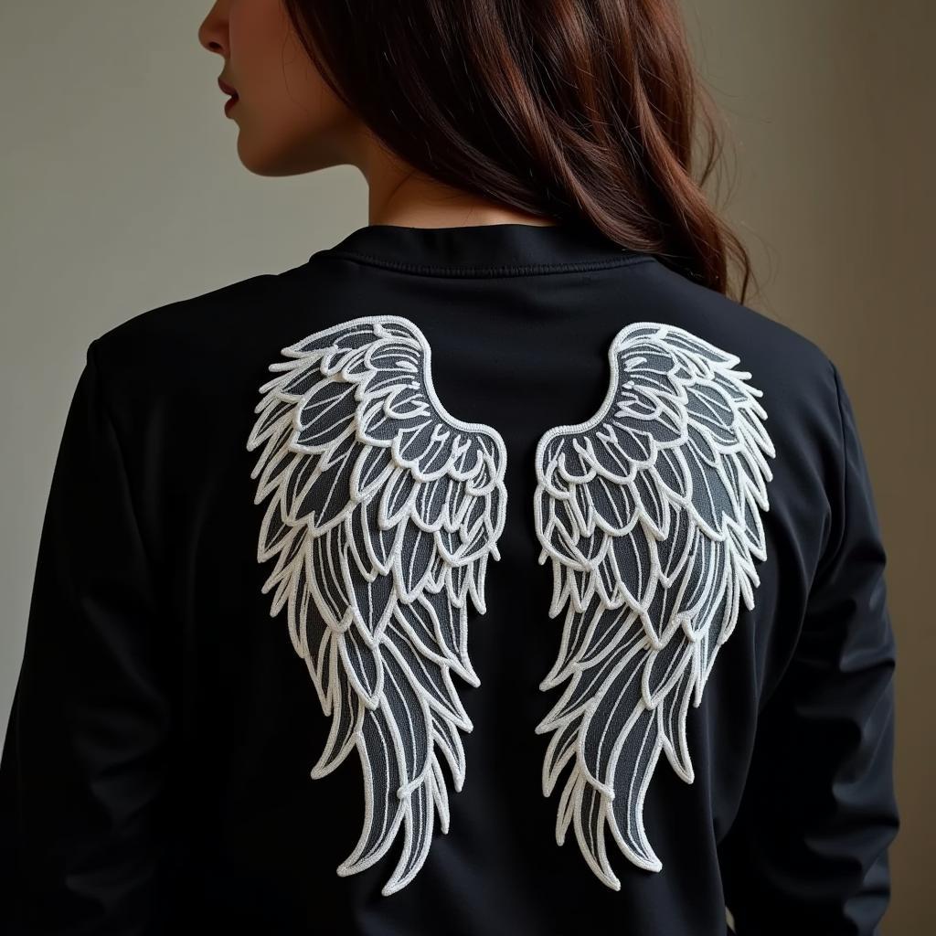 angel wings embroidery design for women