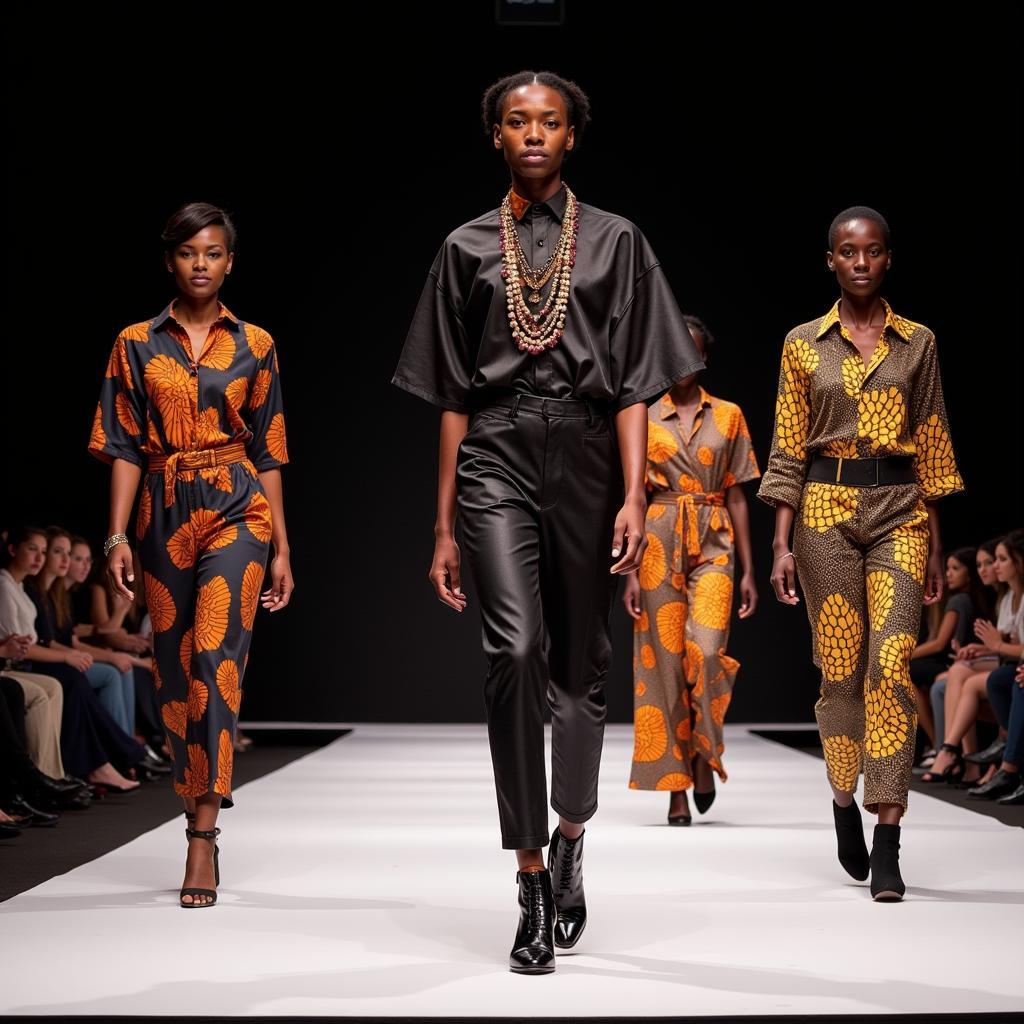 Modern Fashion Designs with Black Kente Fabric