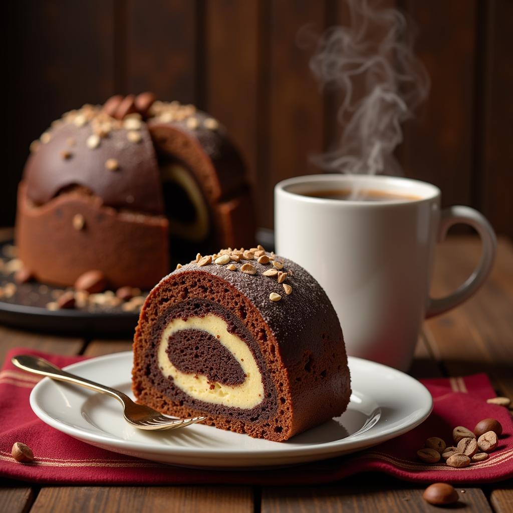 Thưởng thức bánh Panettone kem sô cô la